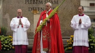 Pope Francis and the start of Palm Sunday. Source: twitter.com