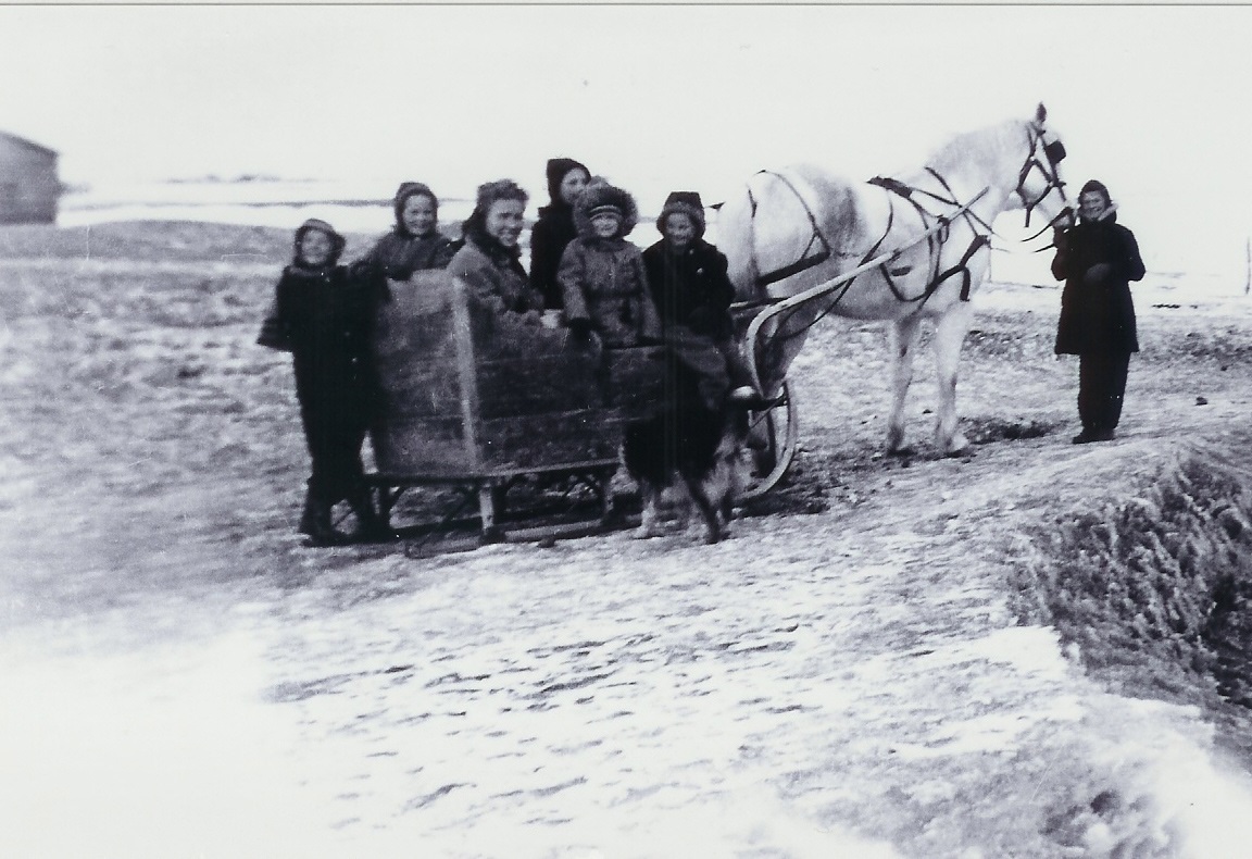 1948 winter photo with the one horse cuter courtesy of the author.