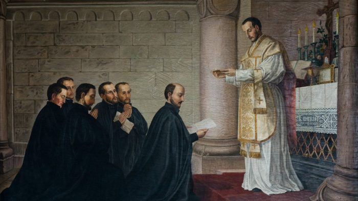 The first Jesuis take their vows in Montmarte, France. on August 15, 1534. Source: twitter.com