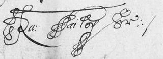Ralph Tailor's elaborate signature , part of an illustration in the book.