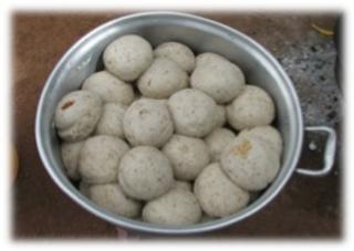 Banku - a staple carbohydrate food in Ghana. Courtesy of Sami Helewa, SJ