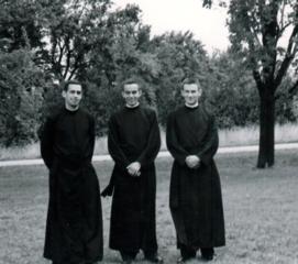 Eric Jensen, SJ, Jean-Marc Laporte, Sj and Peter Monty, SJ as Novices in 1958.