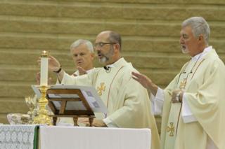 John McCarthy, the Socius for the Jesuits in English Canada, Peter Bison, SJ, the Provincial for the Jesuits in English Canada, Jean-Marc Biron, SJ, Provincial for the Jesuits of French Canada.