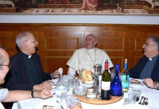 Pope Francis celebrating the feast of St. Ignatius at the Jesuit HQ in Rome. Source: Jesuit sources.