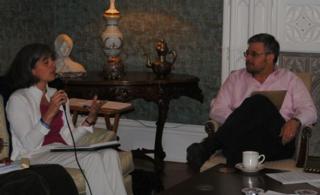 Yvonne Prowse and Stephen Bede Sharper at Hamilton meeting.