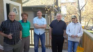 David Creamer, SJ (far left) and friends, Quixote House, Winnipeg. Source: archwinnipeg.ca