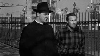 Karl Malden as Jesuit priest, Father Barry, with Marlon Brandon - On The Waterfront. Source: seul-le-cinema.blogspot.com