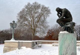 The Thinker contemplates Cleveland Winter. Source: Erik Drost on Flicker Creative Commons.