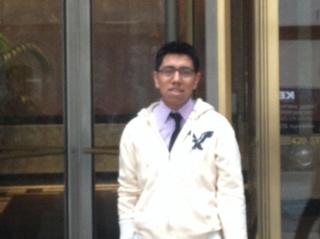 Cristo Rey Senior, Carlos Belmont, outside The Rockefeller Foundation.