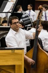 Playing bass at the spring concert.