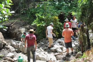 Building a fish pond.