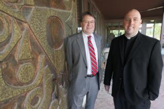 Chris Adams, Rector of St. Paul's College and Jeffrey Burwell SJ, director of the Jesuit Centre for Catholic Studies. Source: winnipegfreepress.ca