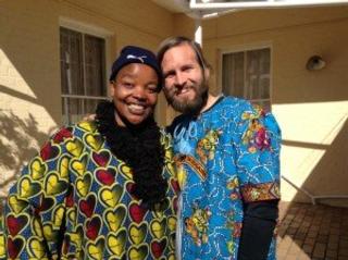 The author with JRS home-based care nurse Marcelline Sangara