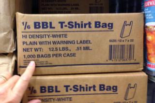 A 12 year supply of plastic bags in Monrovia. Source: monrovianews.com
