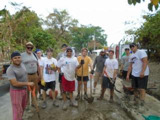 Building the school fence at San Jose Las Flores. Source: Len Alltilia, SJ