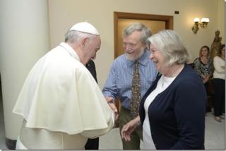 Bob and Katharina Czerny meet Pope Francis following morning Mass on May 23, 2017.
